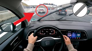 Seat Ateca FR 4x4 meets Porsche 911 on GERMAN AUTOBAHN  TOP SPEED  POV Drive✔️ [upl. by Ecinuahs]