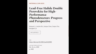 LeadFree Halide Double Perovskite for HighPerformance Photodetectors Progress and   RTCLTV [upl. by Lettig529]