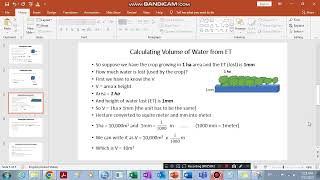 Calculating mount volume of Water for Evapotranspiration ET Rainfall and Irrigation [upl. by Ayo]