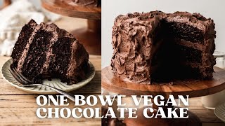 Easy One Bowl Vegan Chocolate Cake Gluten Free Option [upl. by Balfour]