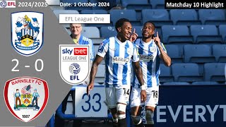 Huddersfield Town 20 Barnsley Matchday 10 202425 EFL League One Highlight [upl. by Adria]