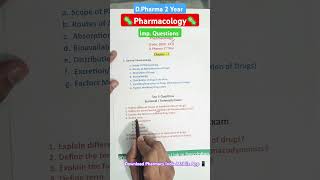 🦠Pharmacology Chapter 1 Ke Important Questions  DPharm  2 Year pharmacology dpharm [upl. by Nylirret]