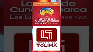 Resultados de la LOTERIA de CUNDINAMARCA y TOLIMA Lunes 04 DE DICIEMBRE de 2023 CHANCES y LOTERIAS [upl. by Odnam]