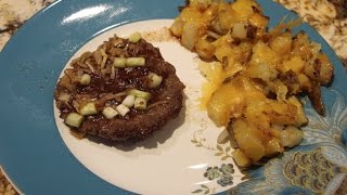 BEEF ONION BURGERS AND CHEESY HOME FRIES RECIPECHERYLS HOME COOKING EPISODE 513 [upl. by Einaj393]