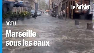 Marseille frappée par des pluies torrentielles le VieuxPort noyé sous les eaux [upl. by Platto227]