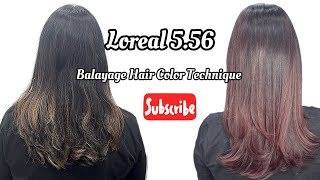 Loreal 556 hair color  balayage hair color technique  how to do balayage saddamhairstudio [upl. by Eartnoed880]