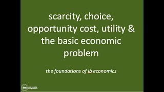 Scarcity Choice Opportunity Cost Utility amp Basic Economic Problem  IB Microeconomics [upl. by Ivanna]