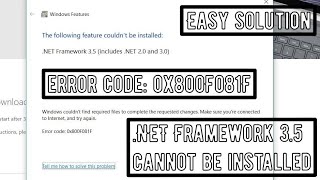 NET Framework cannot be installed  Error 0x800f081f  Quick and easy solution  Windows 1011 [upl. by Arianne]