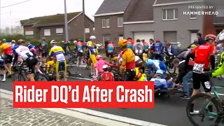 Rider DQd After MASSIVE CRASH At Tour Of Flanders 2023 involving Wout Van Aert [upl. by Vladamir830]