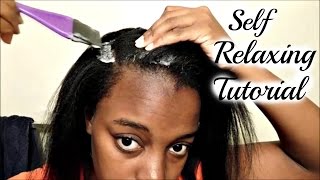 How To Apply A Relaxer At Home  Self Relax Tutorial [upl. by Ardnasxela610]