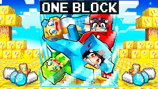 SURVIVING on ONE LUCKY BLOCK With CRAZY FAN GIRL [upl. by Unhsiv]