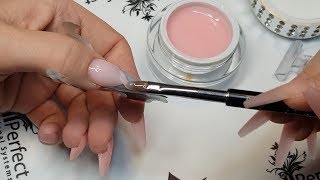 Sculpting nails fiber gel Sculpting coffin shape nails How to do coffin nails Gel pinching Apex [upl. by Gris976]