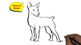 How to draw Miniature Pinscher Dog easy  Miniature Pinscher Dog line drawing [upl. by Los]