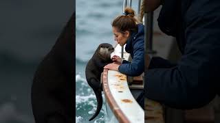 A little sea otter that wants to get on the boat [upl. by Erhart]