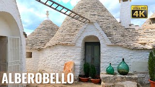 Alberobello Italy Walking tour in 4k  Trulli houses from the Itria Valley in Puglia [upl. by Chipman]