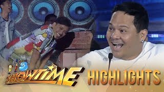 Its Showtime PUROKatatawanan Jhong dances quotOtsootsoquot after breaking Bayanis joke [upl. by Enailuj]