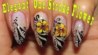 Elegant nail art  One Stroke Flower video tutorial [upl. by Enairb726]