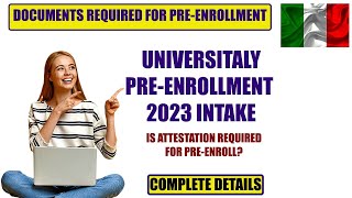 what is preenrollmentwhich documents are required to upload on universitaly20232024 intake [upl. by Marlea551]