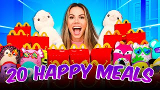 UNBOXING 20 HAPPY MEALS TOYS squishmallow hunt [upl. by Elahcim]