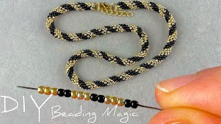 Seed Bead Rope Necklace Tutorial  Beaded Rope Necklace  Seed Bead Spiral Rope [upl. by Xel369]