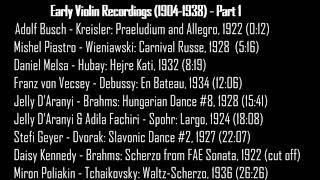 Early Violin Recordings 19021939  Part 1 [upl. by Tobi]