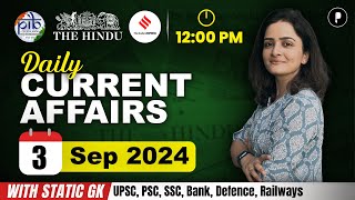 3 September Current Affairs 2024  Daily Current Affairs  Current Affairs Today [upl. by Herwig]