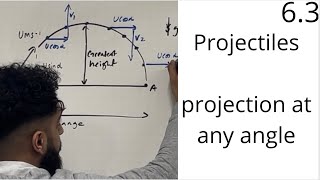 Edexcel A Level Maths 63 Projectiles projection at any angle [upl. by Annice]