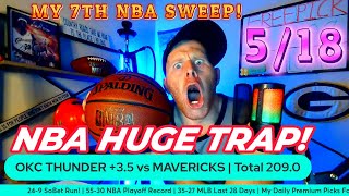 Back 2 Back Sweeps 5530 NBA Playoff RUN  OKC THUNDER vs MAVERICKS Prediction SPREAD amp TOTAL [upl. by Nosreve448]