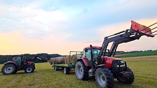 Case MX 110 amp Case IH 110 rapide mit Frontlader bei Heu Rundballen laden mit PRONAR T26 Ballenwagen [upl. by Jess557]