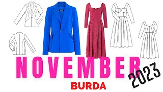 Burda 112023 COMPLETE LINE DRAWINGS  Fall Sewing Inspo [upl. by Nathanael]