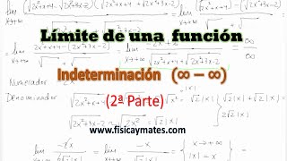 Indeterminación infinito menos infinito 2  Límite de una función [upl. by Porcia]