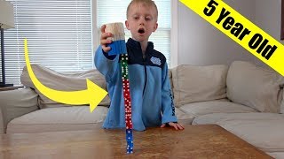 Dice Stacking Trick Shots by a 5 Year Old  Thats Amazing [upl. by Dickens]