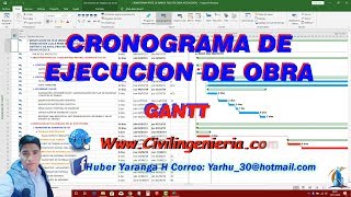 CRONOGRAMA DE AVANCE FÍSICO DE OBRA GANTT  PROJECT 2019 [upl. by Immat66]