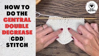 The Central Double Decrease knit stitch Easy instructions [upl. by Lacym]