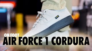 ON FOOT Nike Air Force 1 Cordura ReCor Light Iron Ore Schopes 4K HQ3822 001 [upl. by Teloiv138]