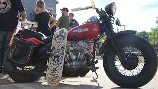 Cycle Source Magazine Ride In Bike Show Broken Spoke Saloon Laconia 2016  Deadbeatcustomscom [upl. by Illac386]