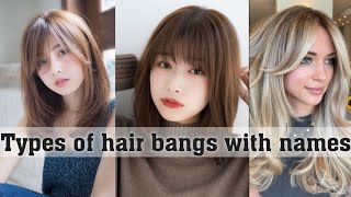 Types of hair bangs with nameshair bangsTHE TRENDY GIRL [upl. by Penney]