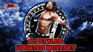 WWE 2K19 AJ Styles Updated Moveset [upl. by Norwood]