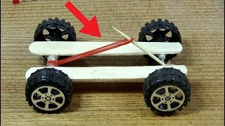 How to make Rubber Band Powered CAR diy toy car [upl. by Naejarual]