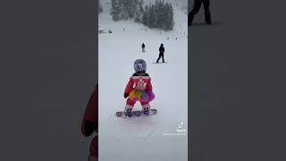 5 year old linking her turns snowboarding kidsfun outdoors shorts [upl. by Mohandis]