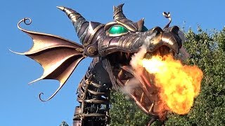 Disney Stars On Parade at Disneyland Paris 2018 During Halloween Festival Maleficent Dragon w Fire [upl. by Havener]