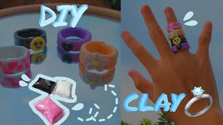 DIY clay rings 💍 [upl. by Akirat582]