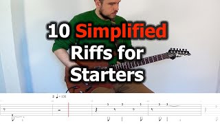 10 SIMPLIFIED Guitar Riffs for Beginners amp Starters with Tabs [upl. by Sandor281]