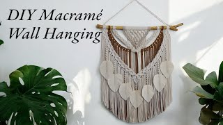 DIY Macramé Wall Hanging with Leaf Patterns  Handmade Boho Decor Tutorial [upl. by Dobrinsky]