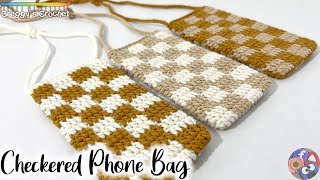 CROCHET “Checkered” Phone Bag  Tutorial [upl. by Kaspar]