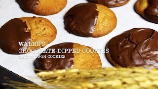 Walnut ChocolateDipped Cookies Recipe Video  Bakestarters [upl. by Neahs144]