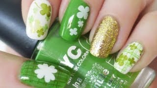 St Patricks Day Nail Tutorial Konad Stamping [upl. by Pettifer]