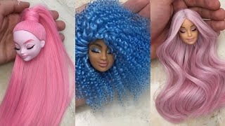 Barbie Doll Makeover Transformation  DIY Miniature Ideas for Barbie  Wig Dress Faceup and More [upl. by Ayanet]