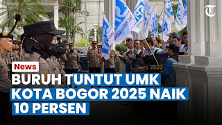 BURUH GERUDUK Kantor Wali Kota Bogor Tuntut UMK Kota Bogor 2025 Naik 10 Persen [upl. by Ursas607]