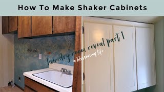 How To Make Shaker Cabinet Doors From Flat Paneled Doors  Laundry Room Reveal Part 1 [upl. by Ninnette]